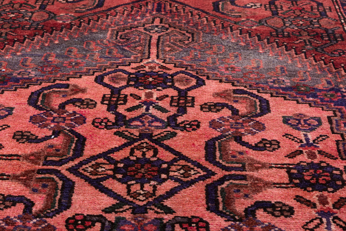 Tapis vintage rouge rouille et rose Ornate Medallion – 6' 1" x 3' 2" (186 x 96 cm)