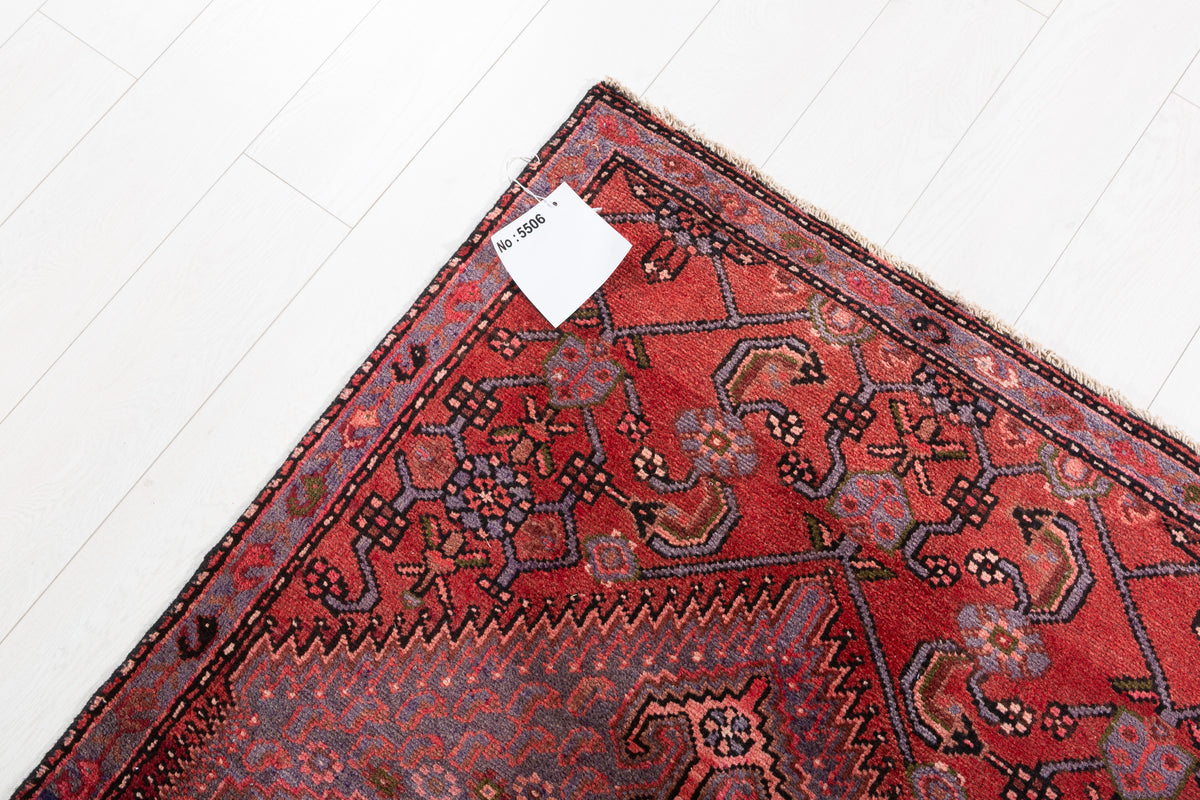 Tapis vintage rouge rouille et rose Ornate Medallion – 6' 1" x 3' 2" (186 x 96 cm)