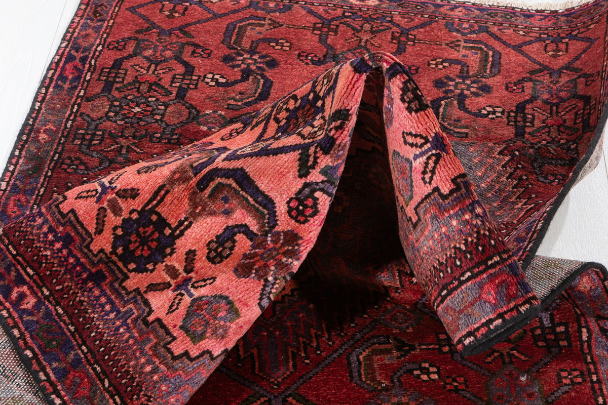 Tapis vintage rouge rouille et rose Ornate Medallion – 6' 1" x 3' 2" (186 x 96 cm)