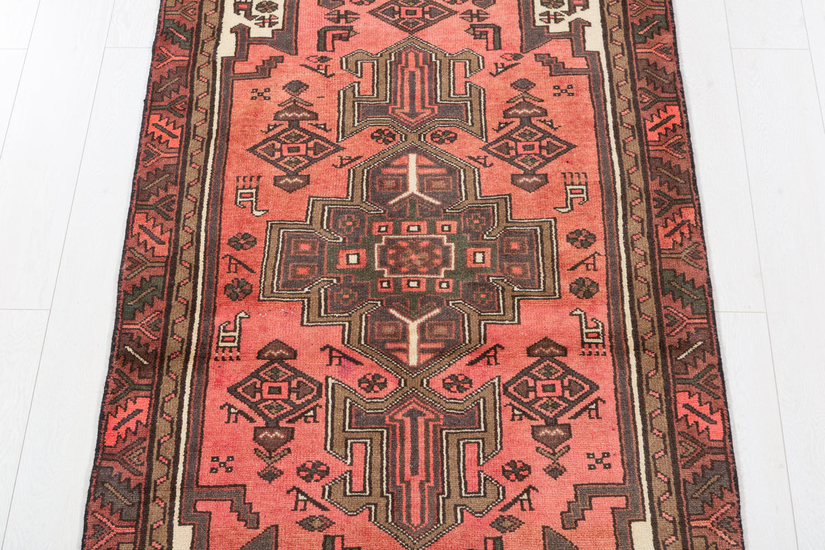 Tapis vintage délavé pêche Tribal à motif géométrique – 6' 0" x 3' 2" (183 x 97 cm)