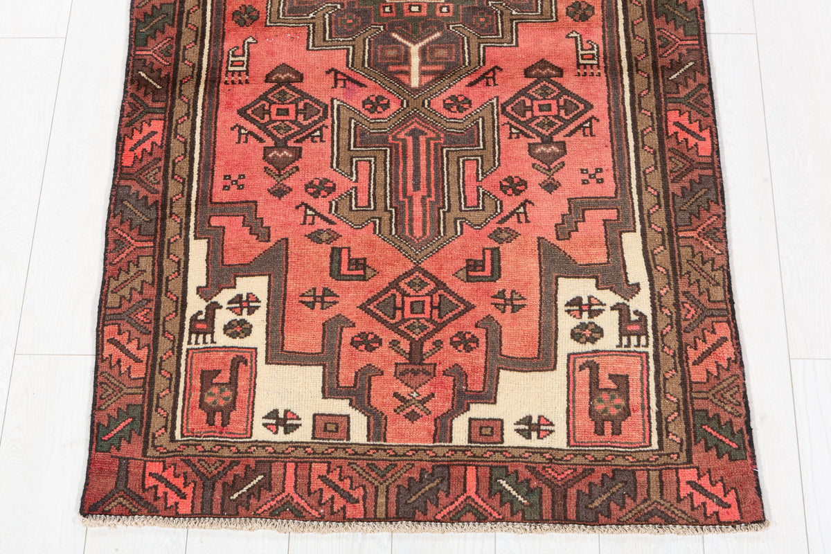 Tapis vintage délavé pêche Tribal à motif géométrique – 6' 0" x 3' 2" (183 x 97 cm)