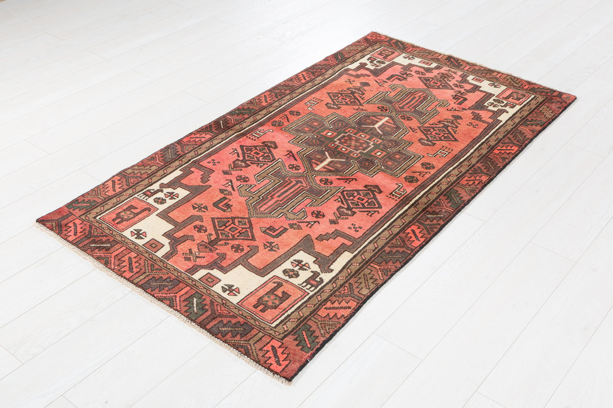 Tapis vintage délavé pêche Tribal à motif géométrique – 6' 0" x 3' 2" (183 x 97 cm)
