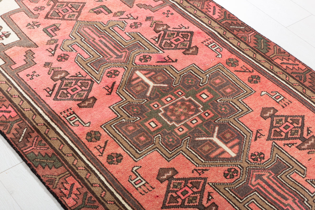 Tapis vintage délavé pêche Tribal à motif géométrique – 6' 0" x 3' 2" (183 x 97 cm)
