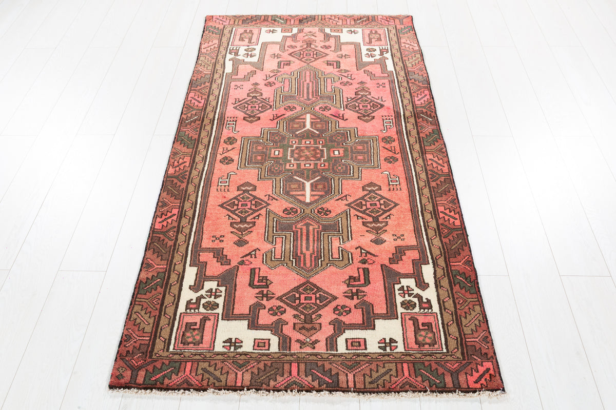 Tapis vintage délavé pêche Tribal à motif géométrique – 6' 0" x 3' 2" (183 x 97 cm)