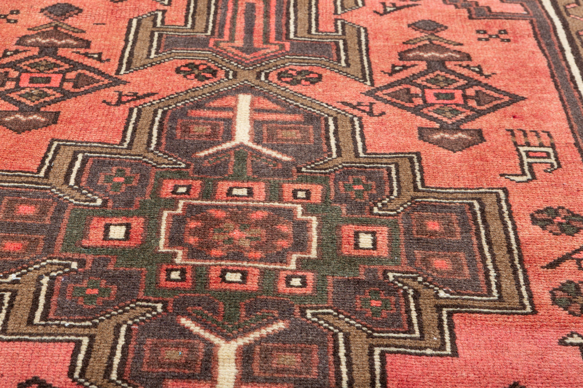 Tapis vintage délavé pêche Tribal à motif géométrique – 6' 0" x 3' 2" (183 x 97 cm)