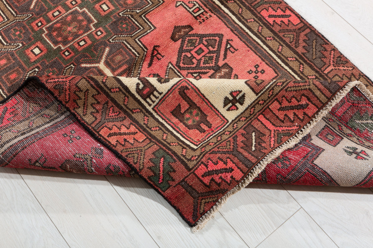 Tapis vintage délavé pêche Tribal à motif géométrique – 6' 0" x 3' 2" (183 x 97 cm)
