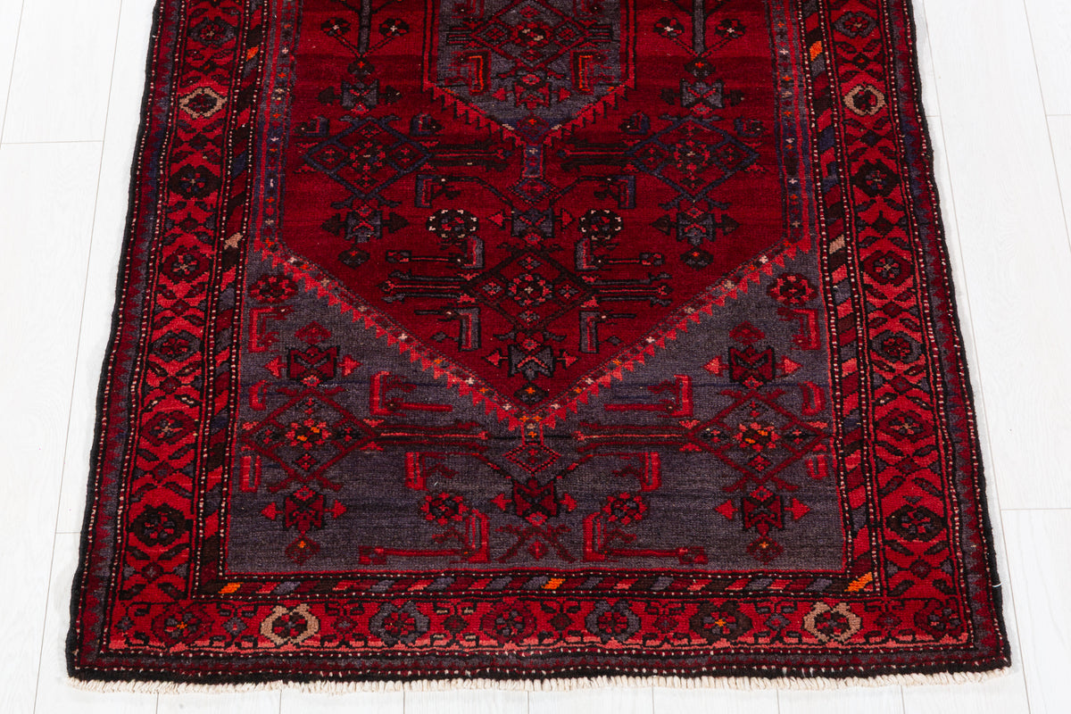 Vintage Red Tonal Central Medallion Hand-Knotted Area Rug – 6' 10" x 3' 7" (209 x 110 cm)