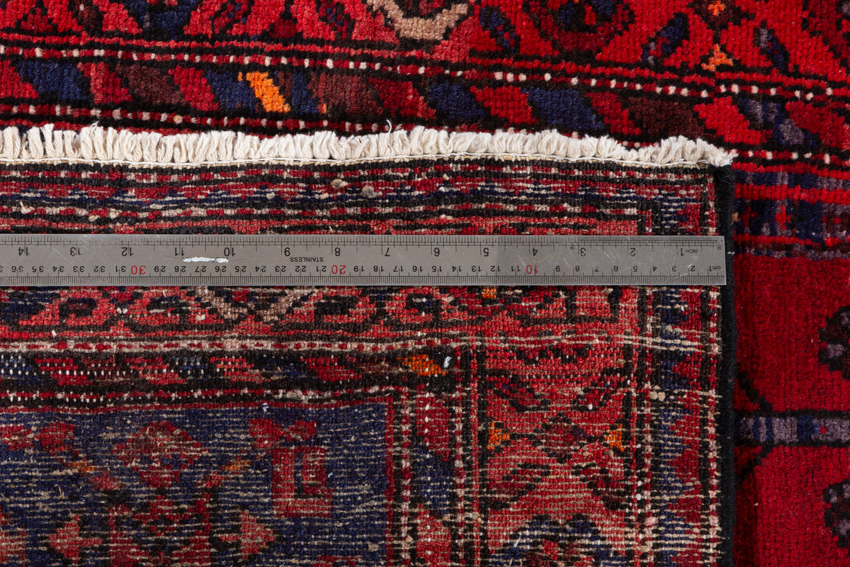 Vintage Red Tonal Central Medallion Hand-Knotted Area Rug – 6' 10" x 3' 7" (209 x 110 cm)