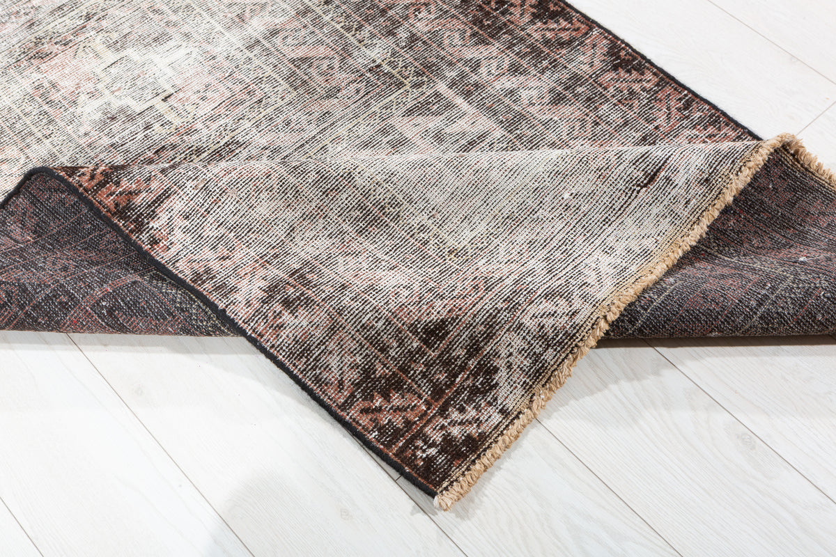 Antique Rose Distressed Open Field Hand-Knotted Area Rug – 6' 6" x 3' 1" (199 x 95 cm)