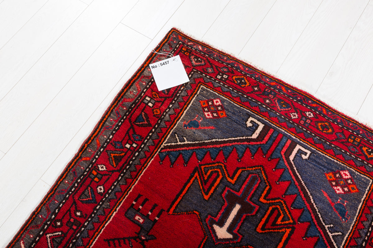 Vintage Red Large Central Medallion Hand-Knotted Area Rug – 6' 9" x 3' 3" (207 x 100 cm)