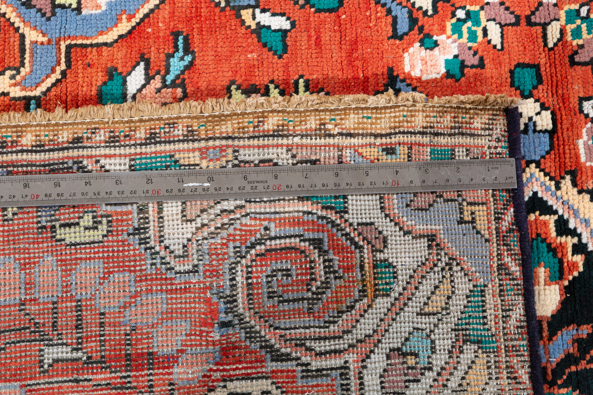 Vintage Orange-Red Floral Central Medallion Area Rug – 6' 2" x 3' 7" (188 x 109 cm)