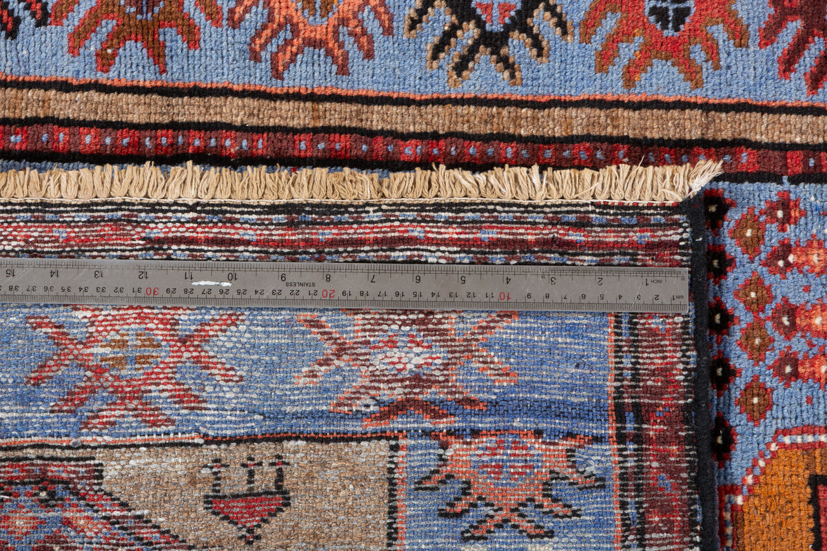 Vintage Royal Blue Allover Lattice and Small Medallion Hand-Knotted Area Rug – 6' 5" x 3' 5" (195 x 104 cm)