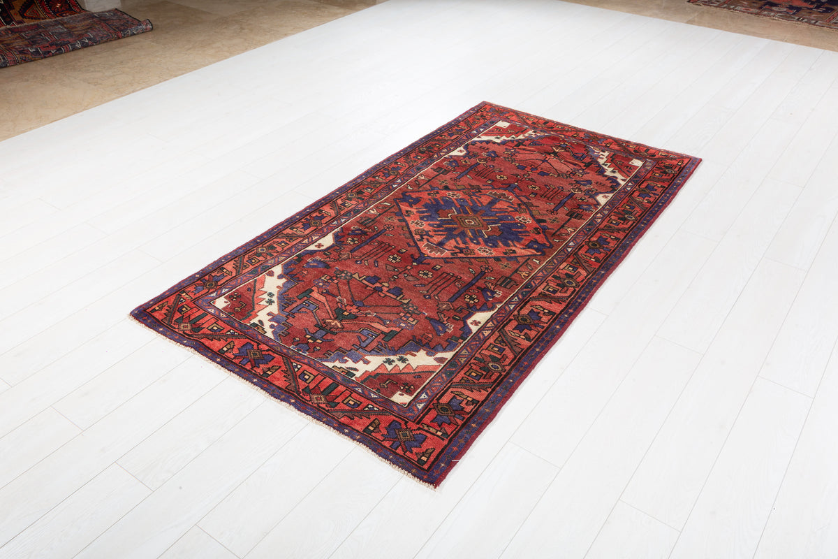 Vintage Rust Fine Medallion Hand-Knotted Area Rug – 6' 7" x 3' 7" (201 x 108 cm)