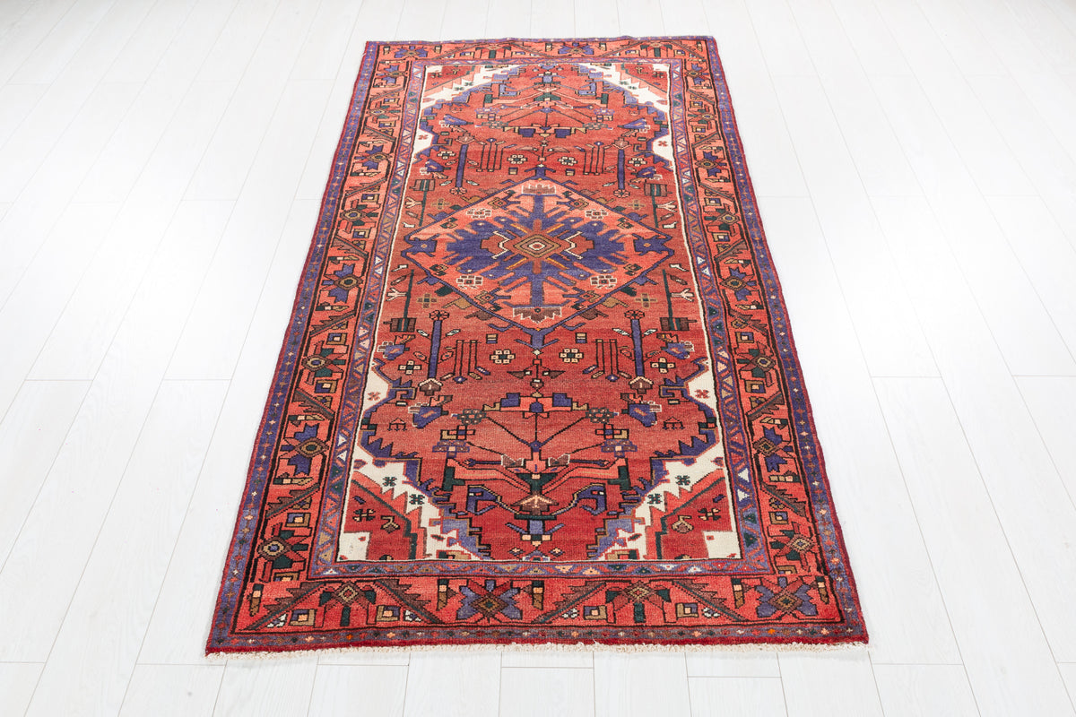 Vintage Rust Fine Medallion Hand-Knotted Area Rug – 6' 7" x 3' 7" (201 x 108 cm)