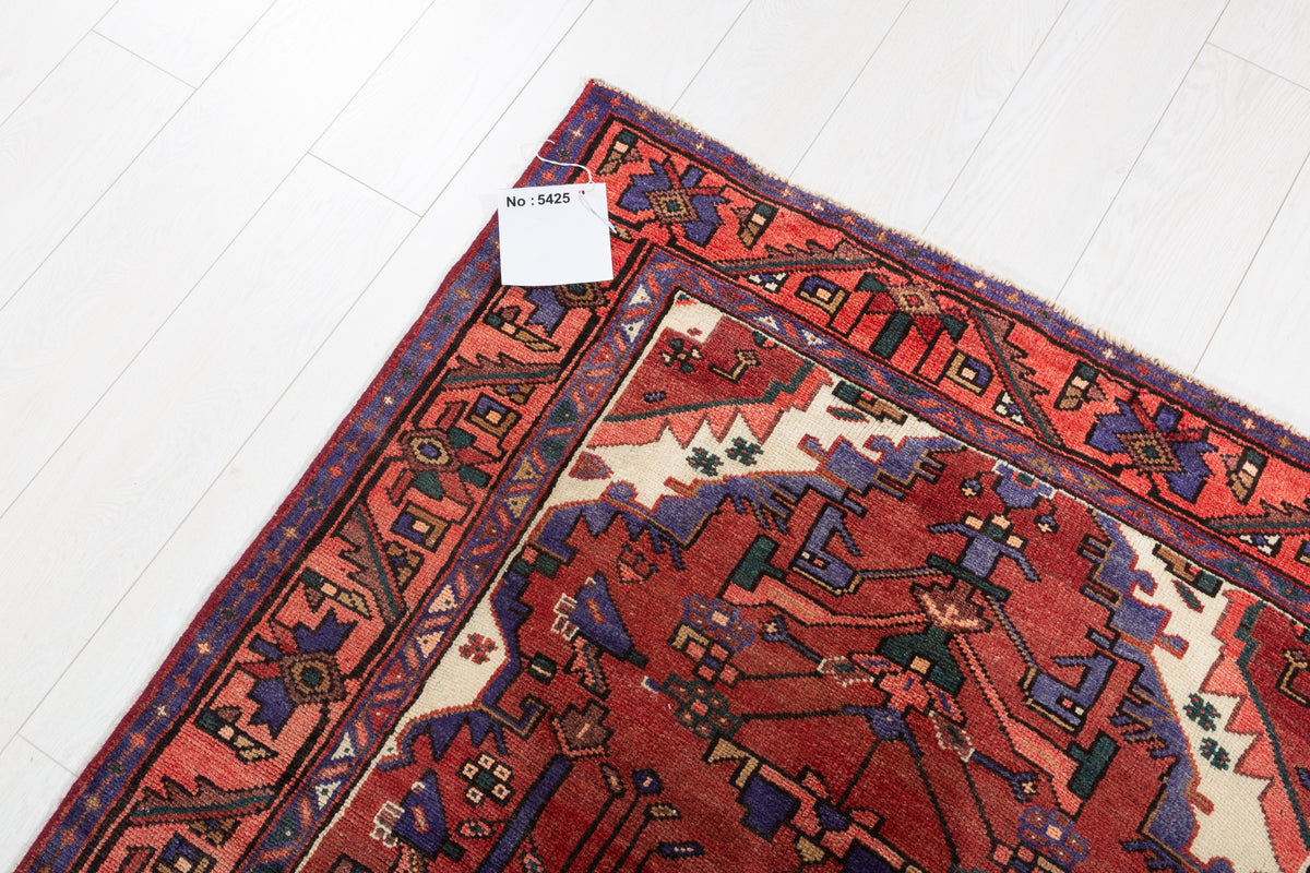 Vintage Rust Fine Medallion Hand-Knotted Area Rug – 6' 7" x 3' 7" (201 x 108 cm)