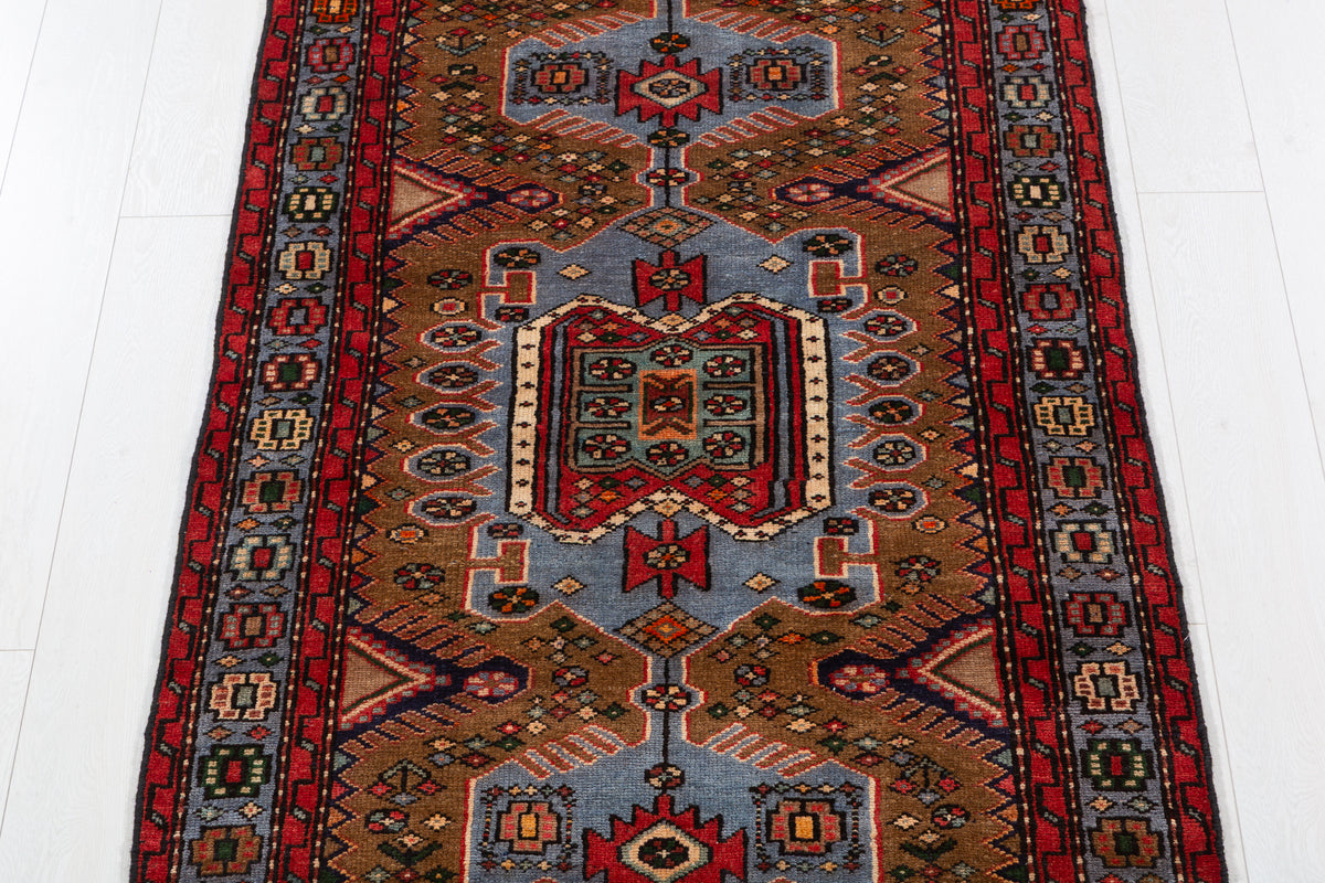 Vintage Camel Brown Tonal Tribal Lattice Hand-Knotted Area Rug – 6' 8" x 3' 4" (204 x 101 cm)