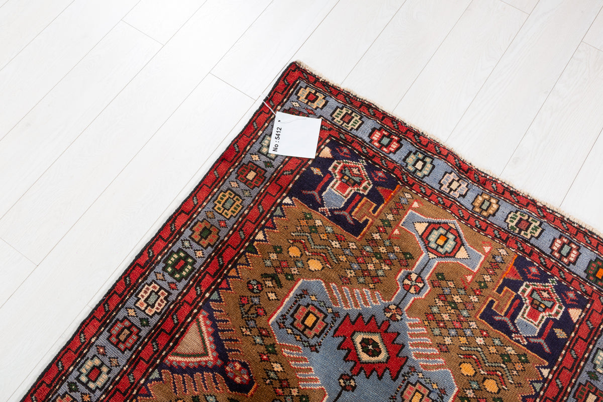 Vintage Camel Brown Tonal Tribal Lattice Hand-Knotted Area Rug – 6' 8" x 3' 4" (204 x 101 cm)