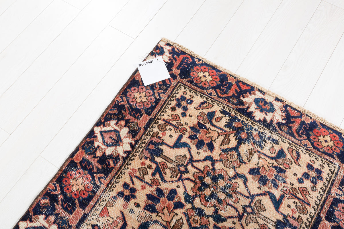 Rare Collectible Antique Faded Camel Brown Medallion Rug – 5' 7" x 3' 5" (169 x 103 cm)