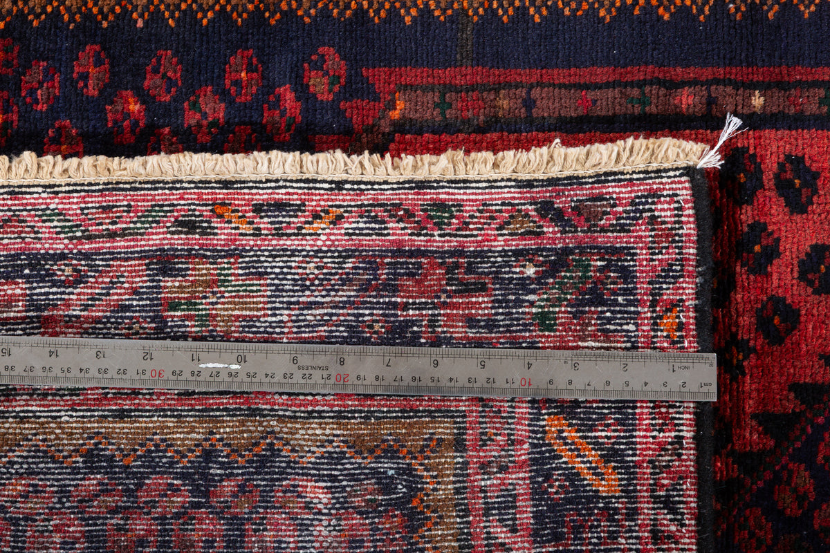 Vintage Red Dense Geometric All-Over Pattern Hand-Knotted Area Rug – 6' 7" x 3' 5" (201 x 104 cm)