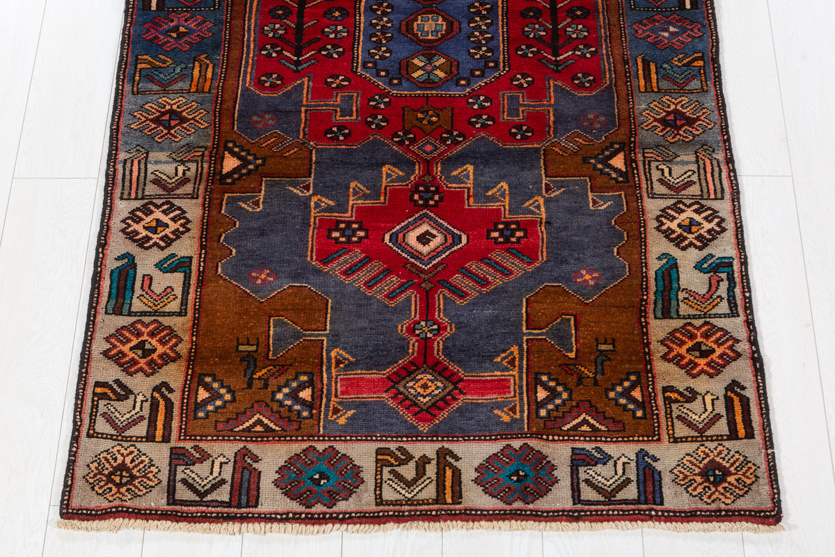 Rare Vintage Time-Softened Navy Blue All-Over Hand-Knotted Area Rug – 6' 2" x 3' 5" (189 x 105 cm)