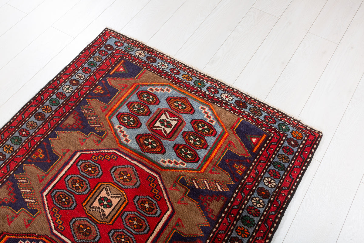 Vintage Brown Finely Drawn All-Over Pattern Hand-Knotted Area Rug – 6' 8" x 3' 5" (203 x 104 cm)