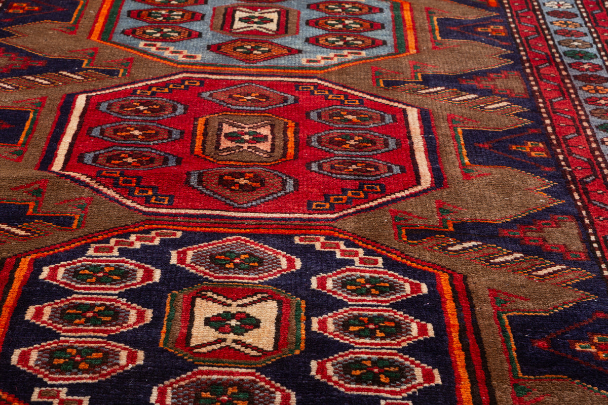Vintage Brown Finely Drawn All-Over Pattern Hand-Knotted Area Rug – 6' 8" x 3' 5" (203 x 104 cm)