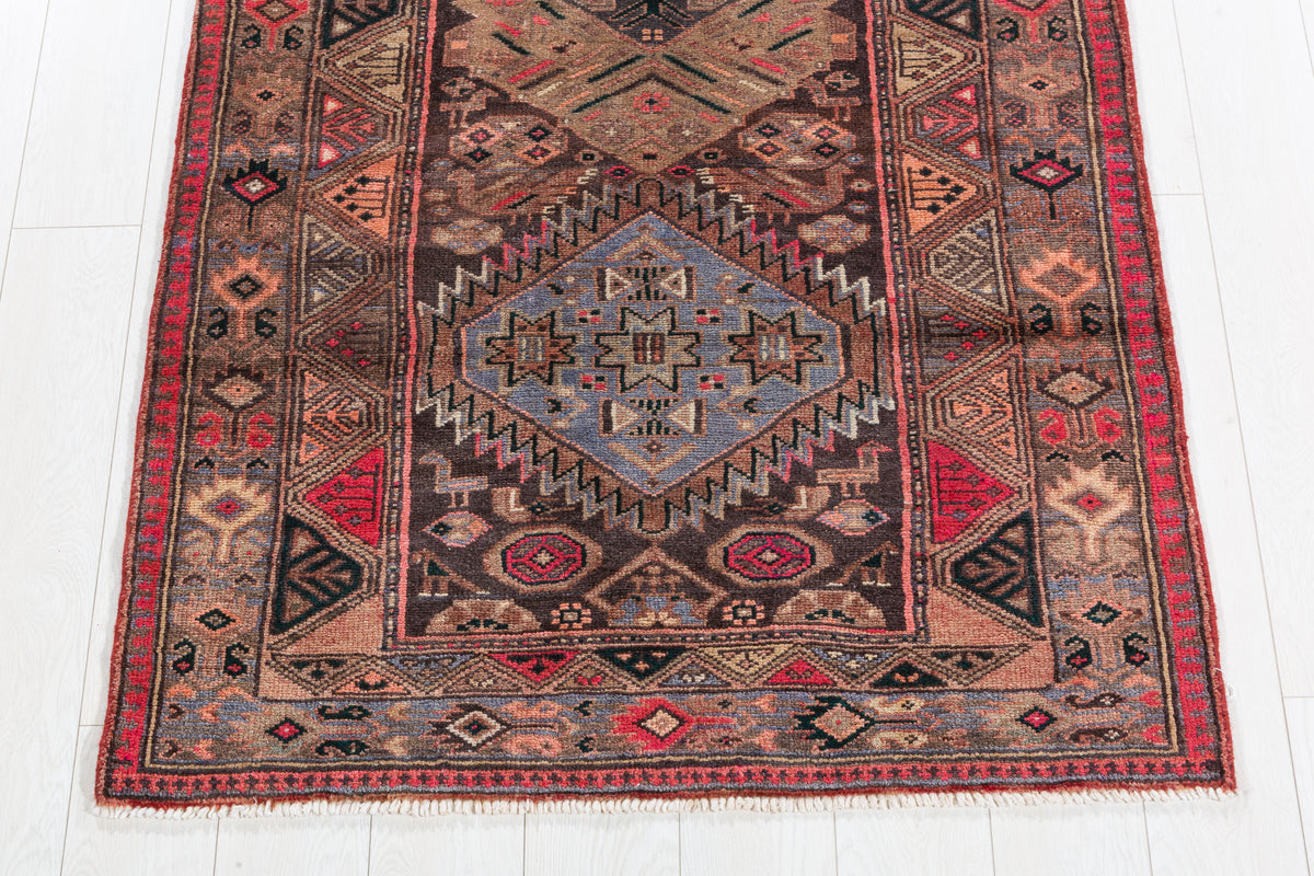 Vintage Faded Camel Brown Geometric Medallion Hand-Knotted Area Rug – 6' 9" x 3' 7" (205 x 108 cm)
