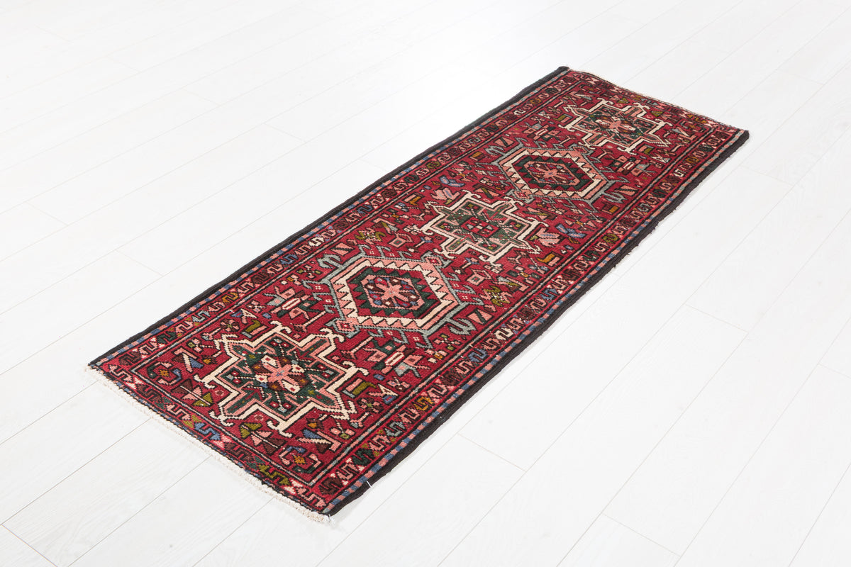 Vintage Red Geometric Runner Rug – 5' 6" x 2' 0" (168 x 60 cm)