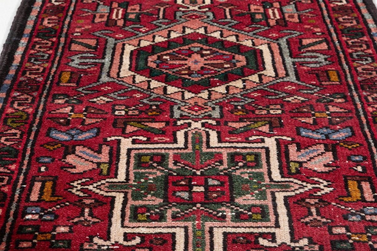Vintage Red Geometric Runner Rug – 5' 6" x 2' 0" (168 x 60 cm)