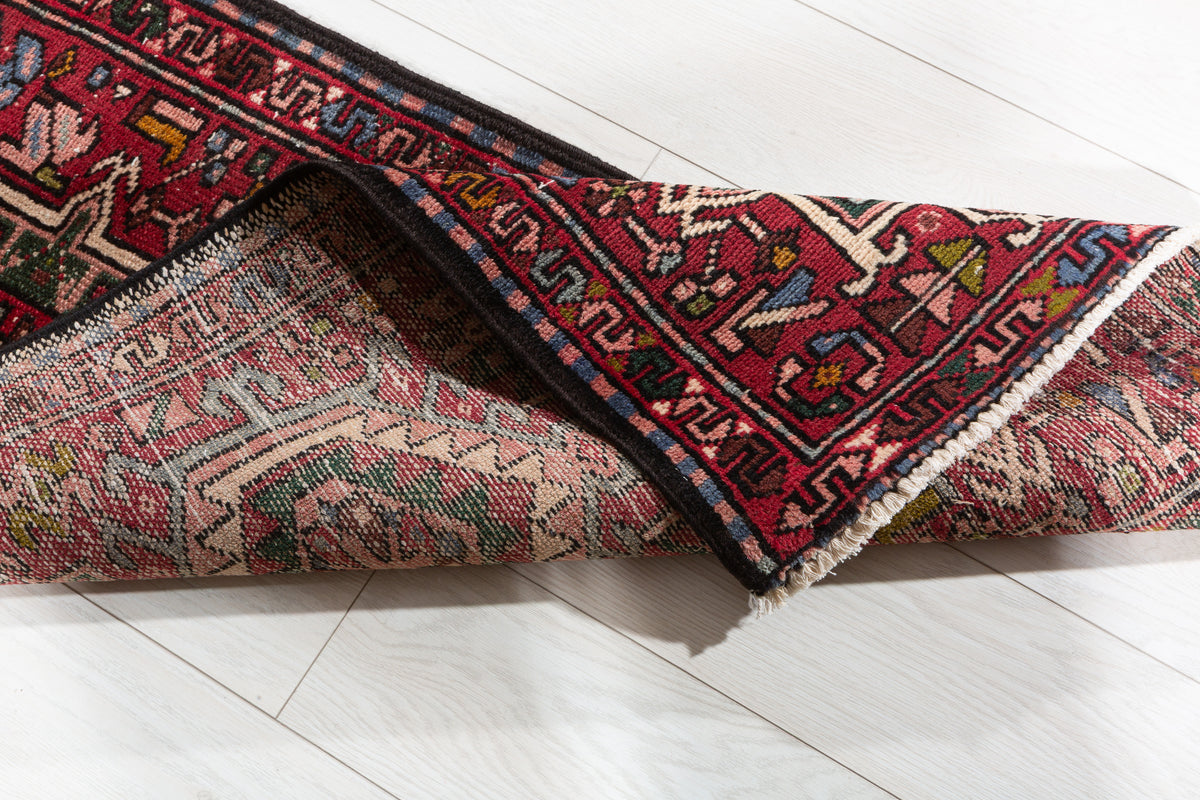 Vintage Red Geometric Runner Rug – 5' 6" x 2' 0" (168 x 60 cm)