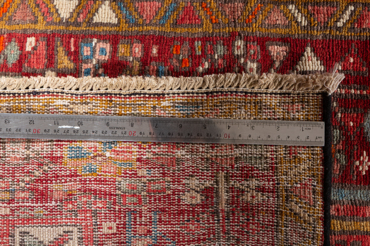 Vintage Faded Geometric Runner Rug – 11' 1" x 2' 7" (339 x 79 cm)