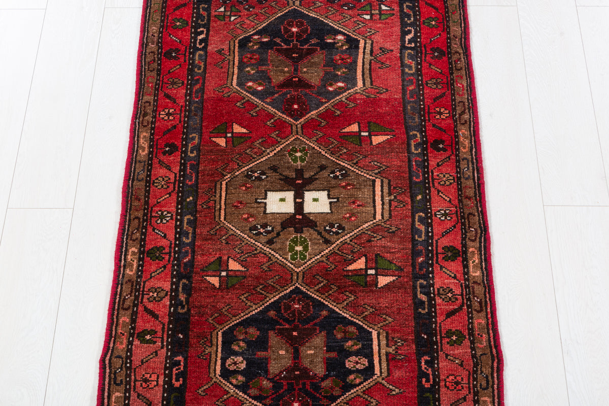 Vintage Geometric Small Wool Rug, Red – 5' 3" x 2' 7" (161 x 79 cm)