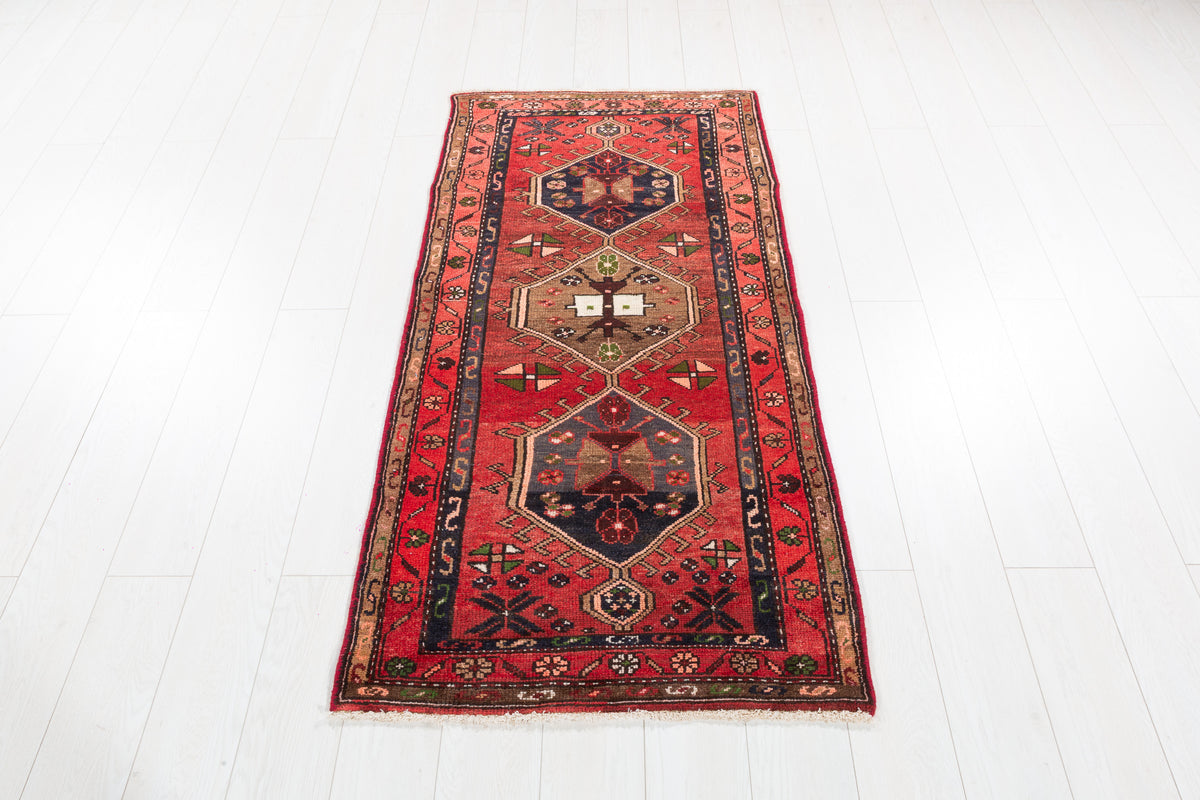Vintage Geometric Small Wool Rug, Red – 5' 3" x 2' 7" (161 x 79 cm)