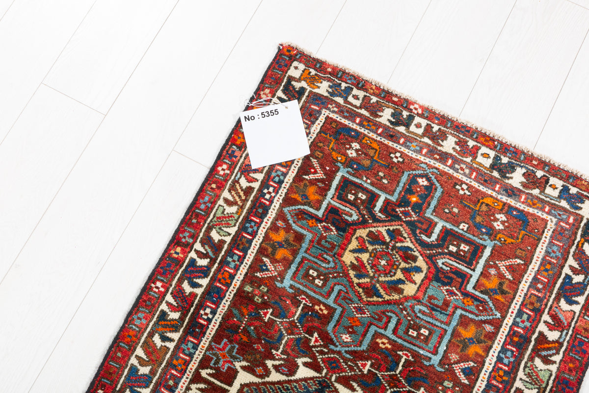 Vintage Geometric Medallion Narrow Runner Rug, Red – 8' 10" x 2' 4" (268 x 71 cm)
