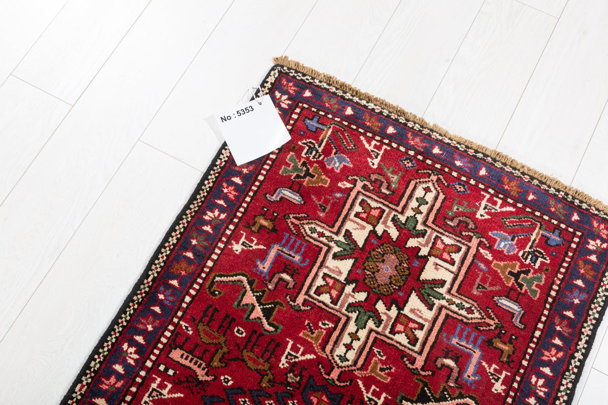 Vintage Geometric Medallion Narrow Runner Rug, Red – 10' 6" x 2' 5" (319 x 74 cm)
