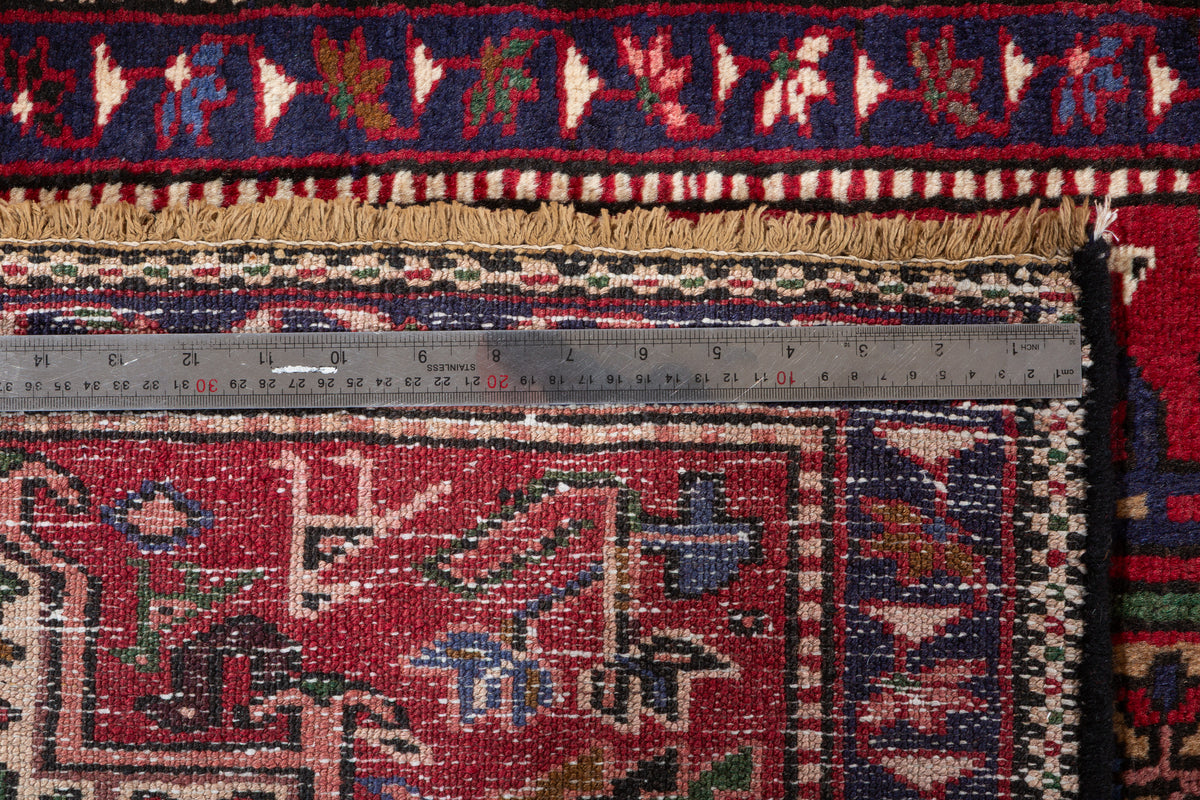 Vintage Geometric Medallion Narrow Runner Rug, Red – 10' 6" x 2' 5" (319 x 74 cm)