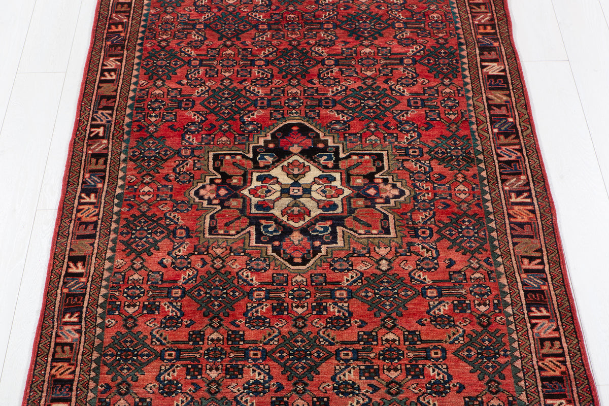 Vintage Red Wool Rug – 9' 9" x 4' 2" (296 x 126 cm)