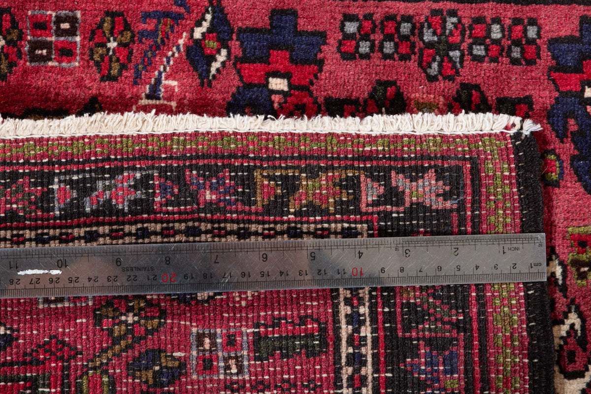 Vintage Diamond Medallion Narrow Runner Rug, Red – 6' 4" x 2' 5" (194 x 74 cm)
