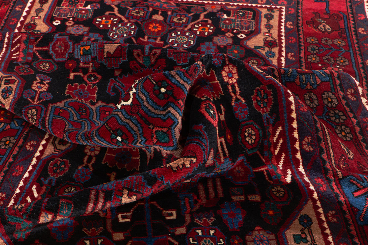 Vintage Black & Red Geometric Allover Wool Rug – 9' 10" x 5' 3" (300 x 161 cm)