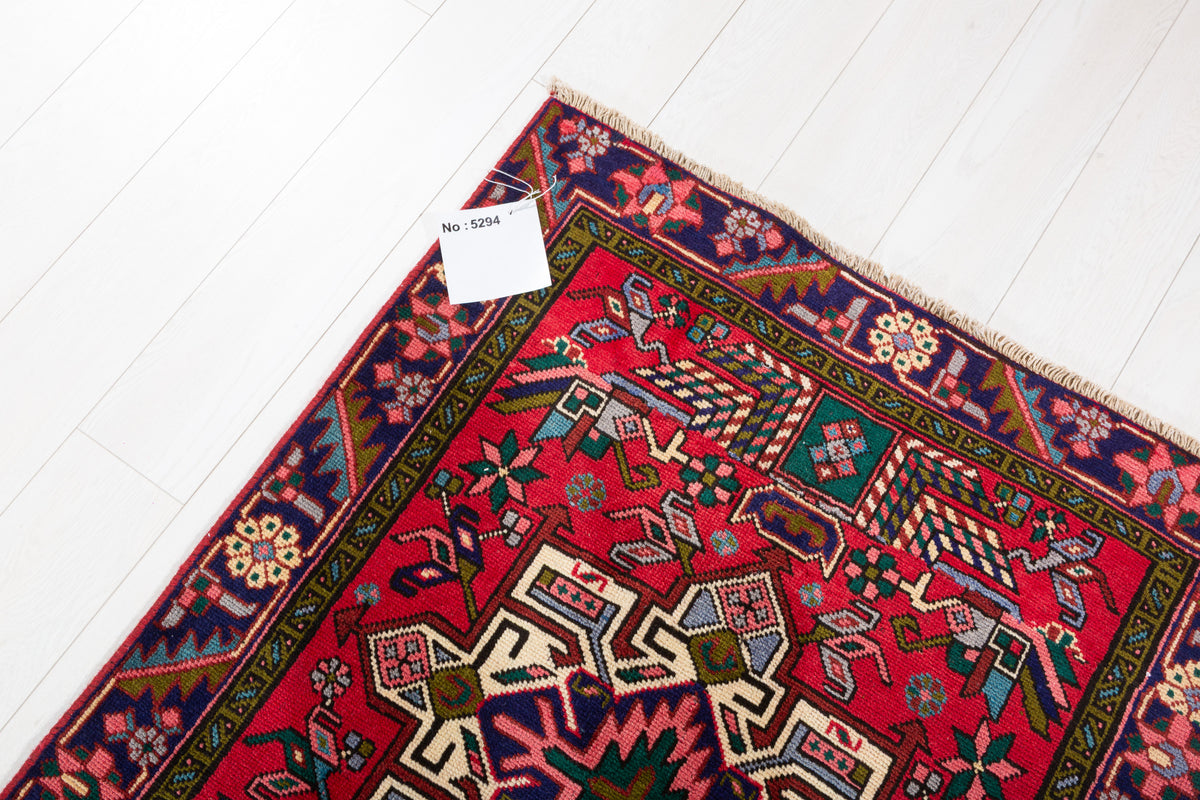 Vintage Geometric Medallion Runner Rug, Red – 12' 4" x 3' 1" (376 x 95 cm)