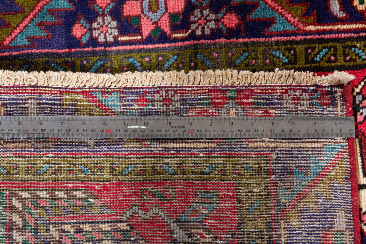 Vintage Geometric Medallion Runner Rug, Red – 12' 4" x 3' 1" (376 x 95 cm)
