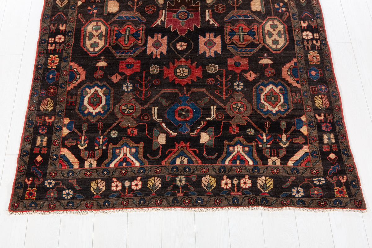 Rare Collectible Antique Black & Rust Red Wool Rug – 10' 6" x 5' 1" (321 x 154 cm)