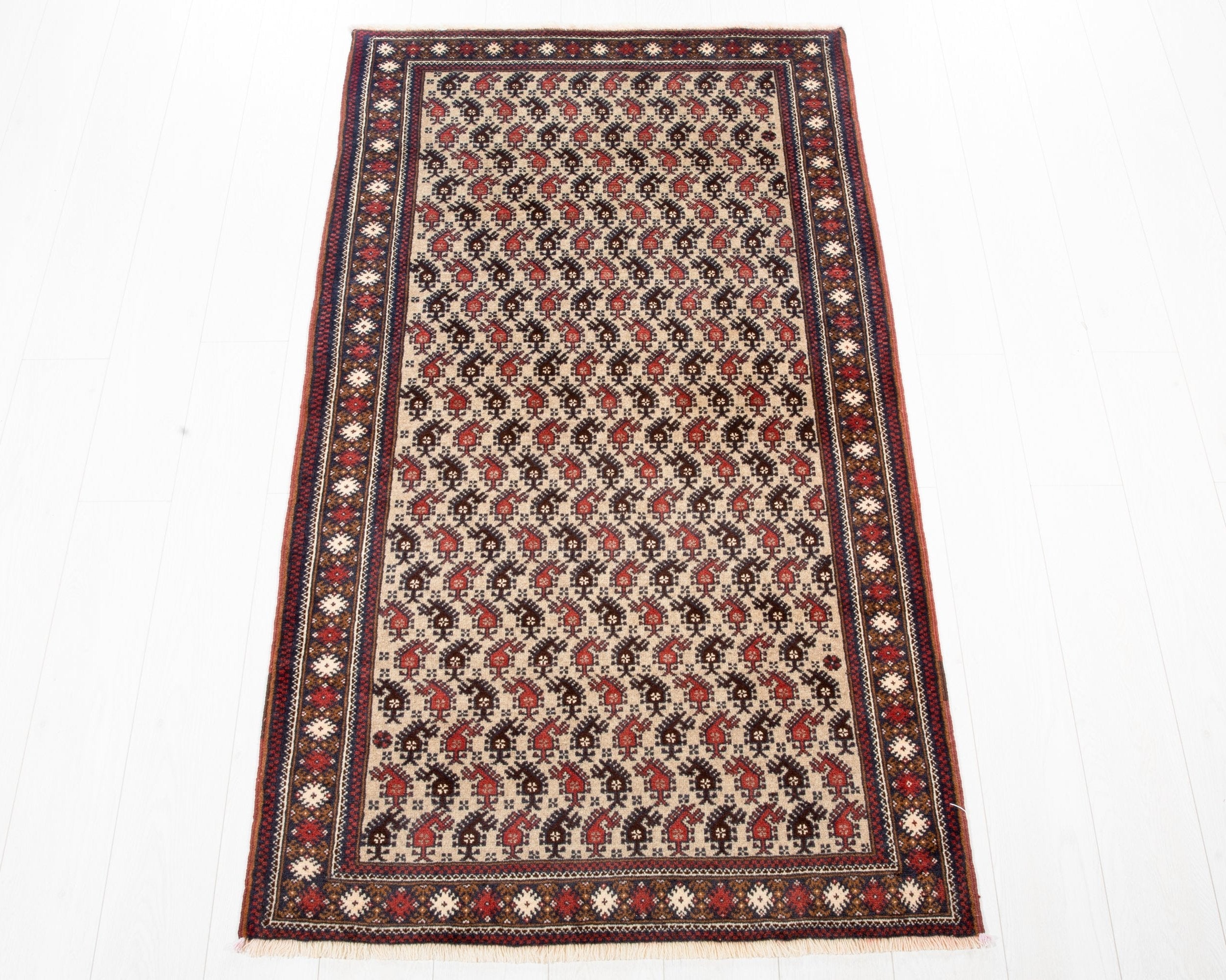 Hand-Knotted Vintage Wool Area Rug – 5' 8" x 3' 1" (172 x 95 cm) - Yasi & Fara