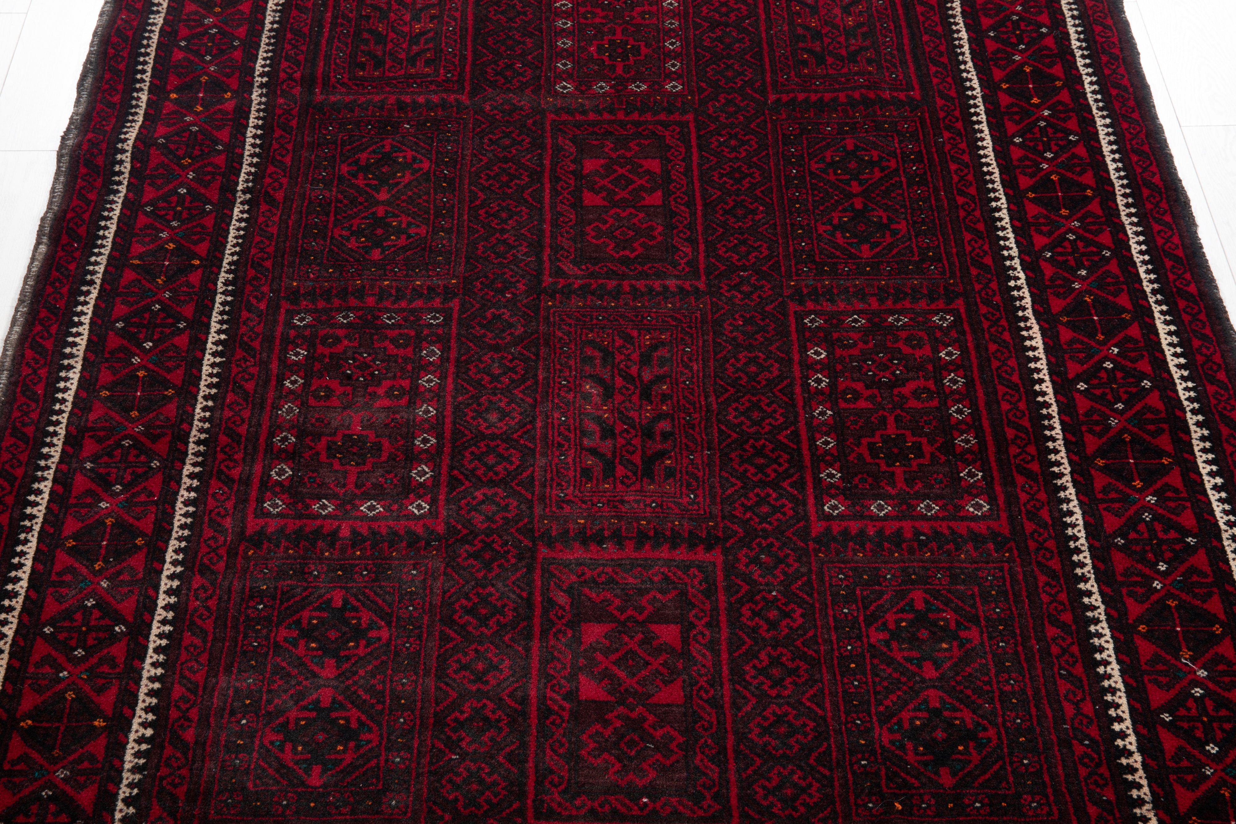 Fine Vintage Baluch Wool Rug, Red, 4x7 – 6' 8" x 4' 4" (204 x 133 cm)