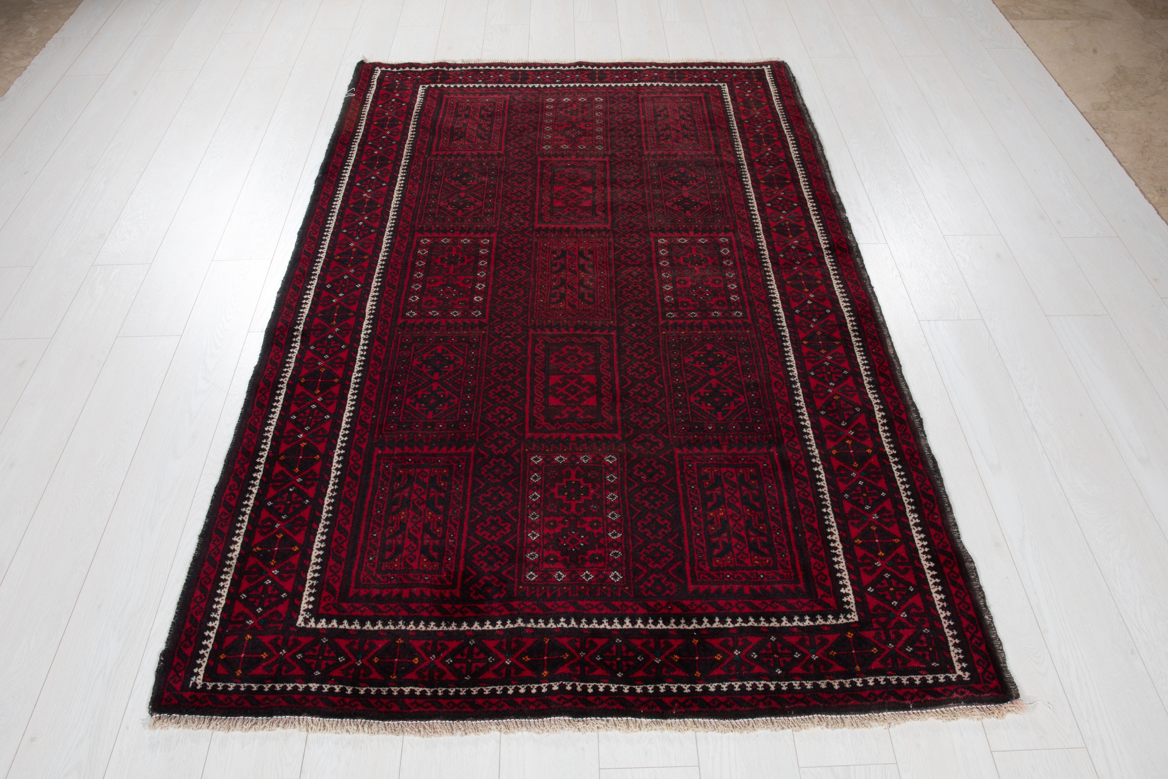 Fine Vintage Baluch Wool Rug, Red, 4x7 – 6' 8" x 4' 4" (204 x 133 cm)