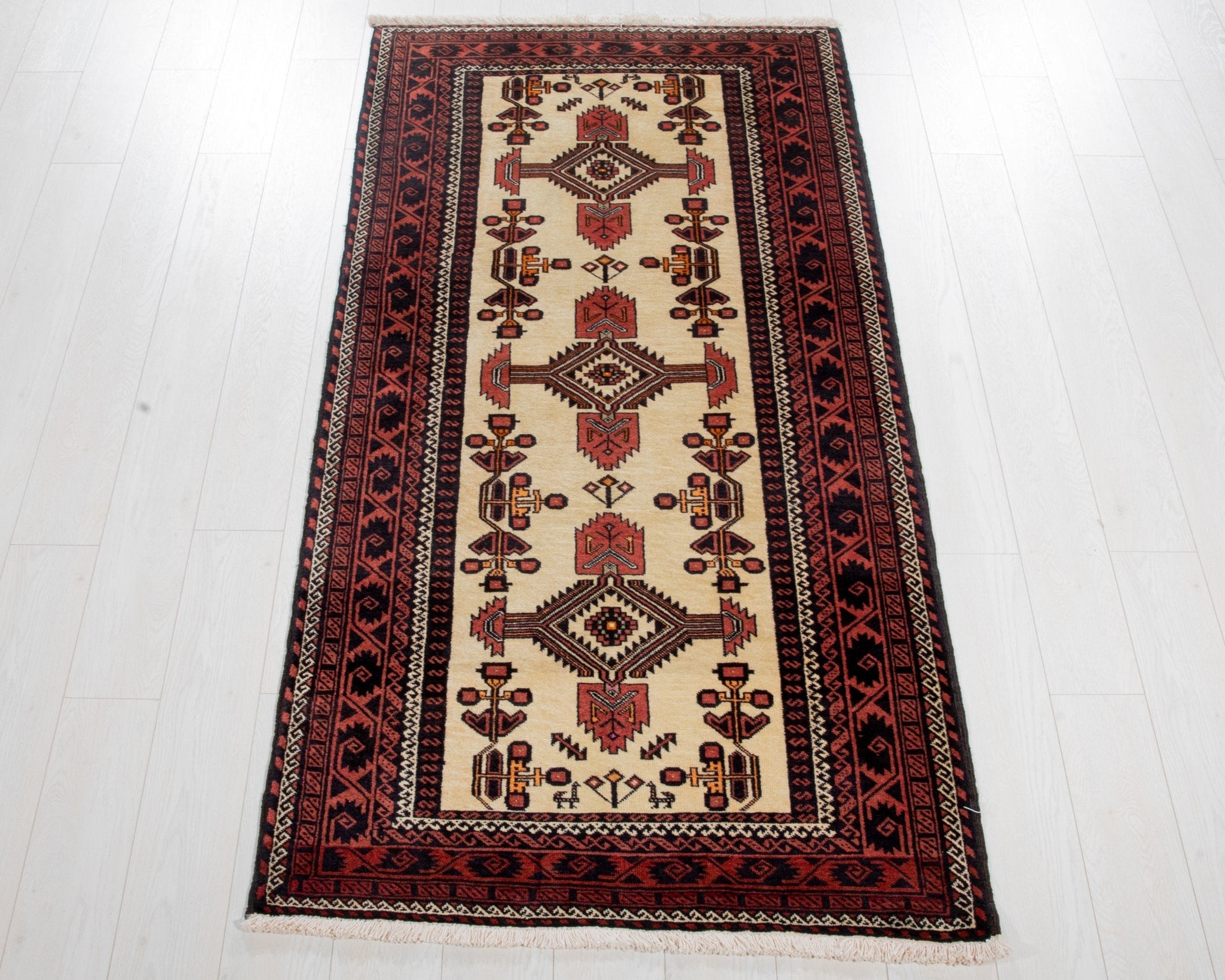 Hand-Knotted Vintage Wool Area Rug – 6' 5" x 3' 3" (197 x 100 cm) - Yasi & Fara