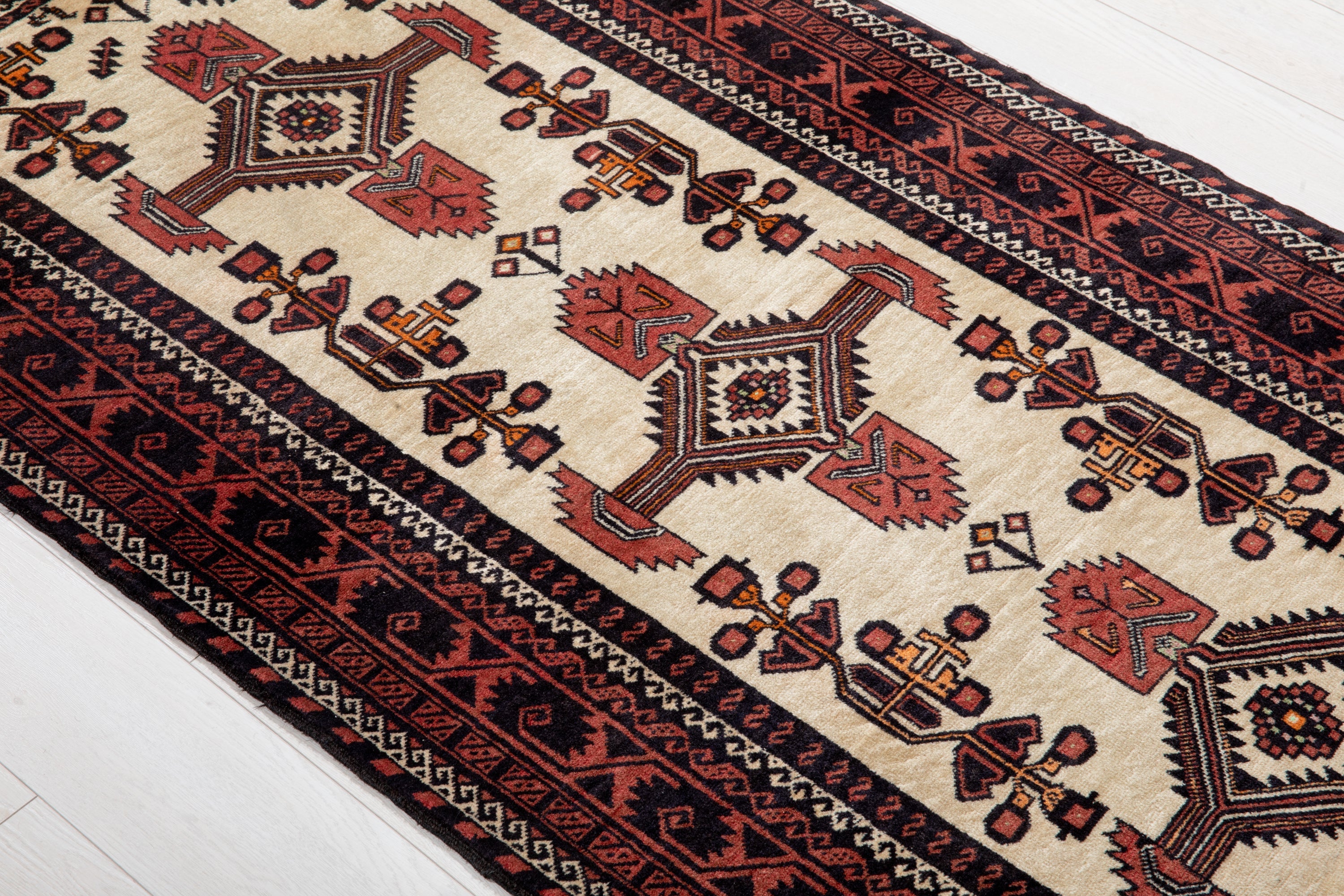 Hand-Knotted Vintage Wool Area Rug – 6' 5" x 3' 3" (197 x 100 cm) - Yasi & Fara