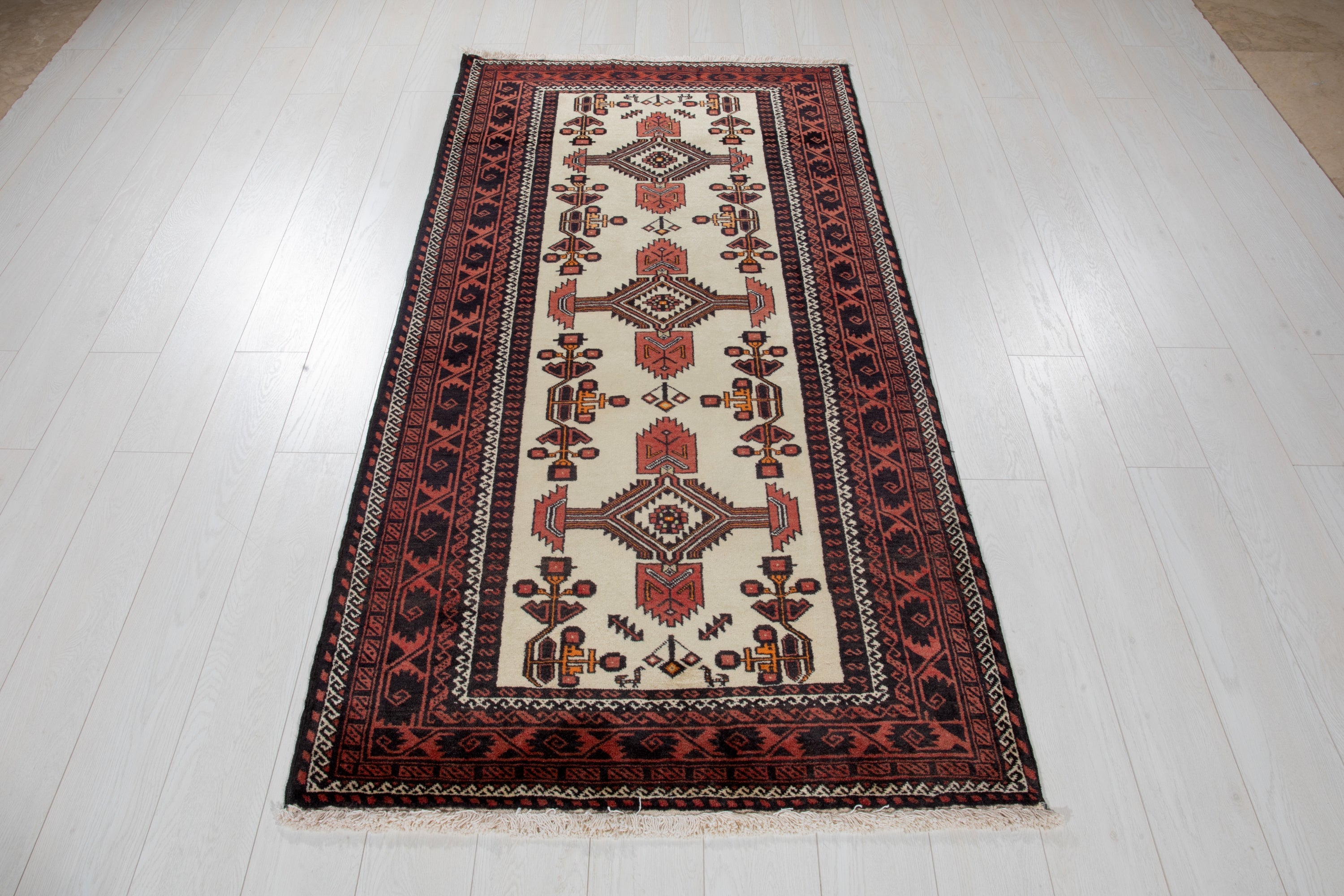 Hand-Knotted Vintage Wool Area Rug – 6' 5" x 3' 3" (197 x 100 cm) - Yasi & Fara