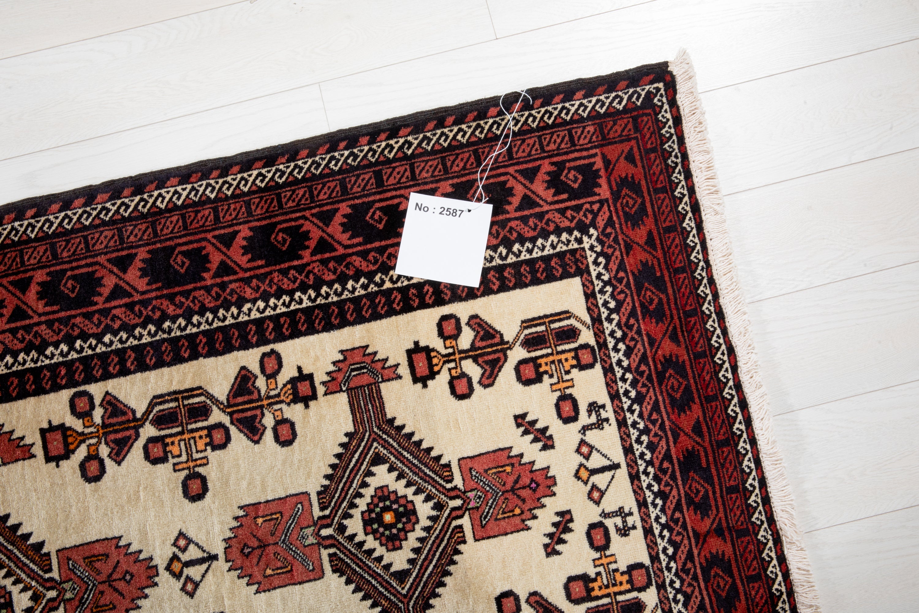 Hand-Knotted Vintage Wool Area Rug – 6' 5" x 3' 3" (197 x 100 cm) - Yasi & Fara
