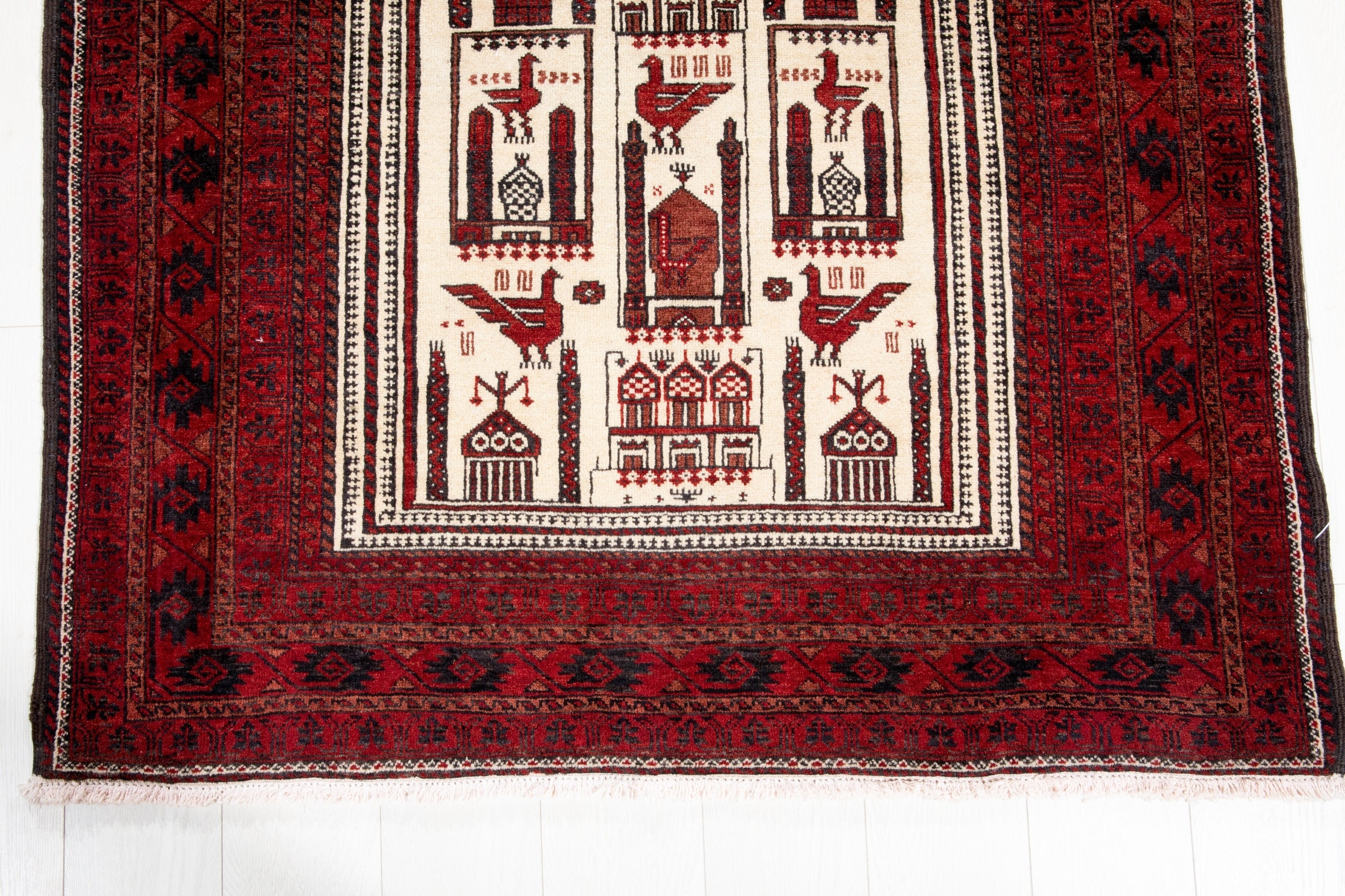 Hand-Knotted Vintage Wool Area Rug – 6' 10" x 3' 11" (209 x 119 cm) - Yasi & Fara